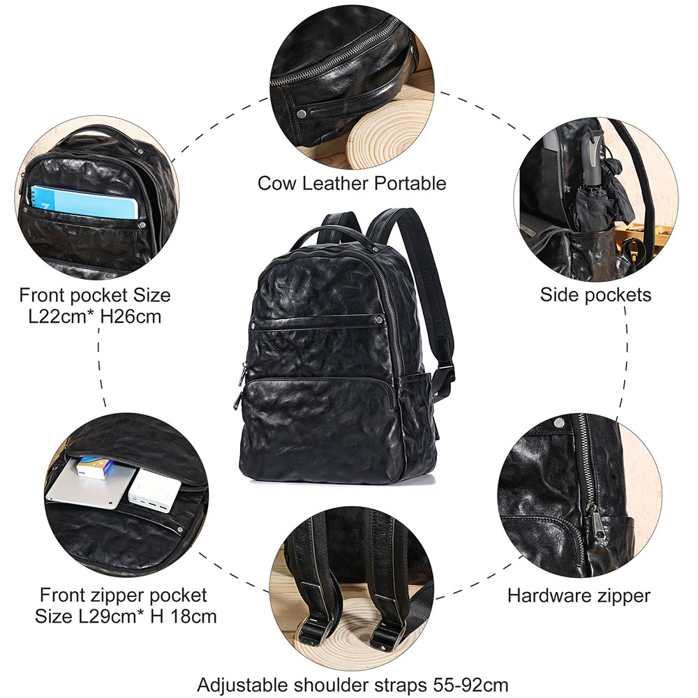 Tasker Fabrikstilpasset læder afslappet rygsæk til mænd (4)