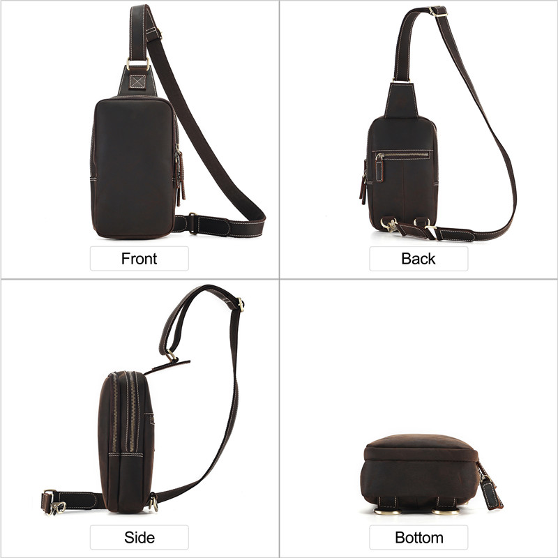 Crazy Horse Leather Large Capacity Cest Bag Men's Chest Crossbody Bag (2)