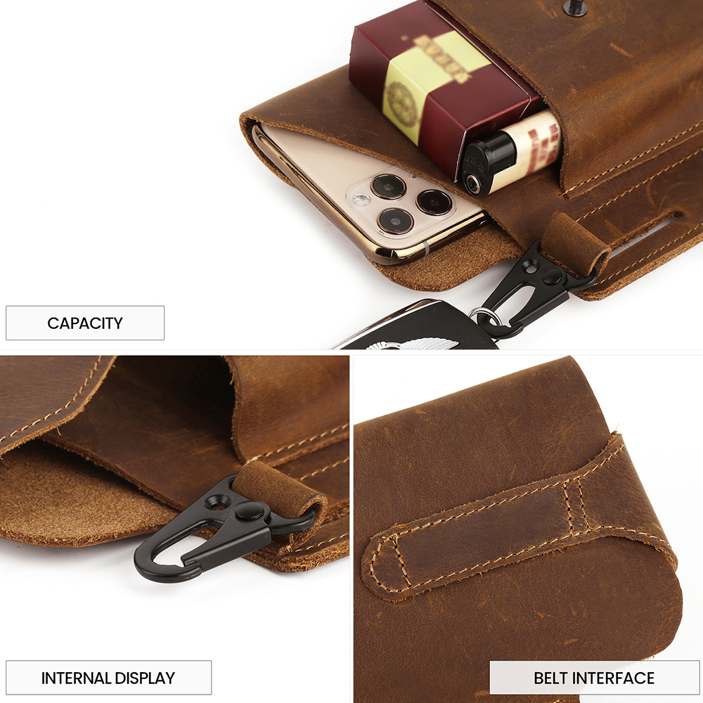 Crazy Horse Leather Mobile Phone Waist bag (18)