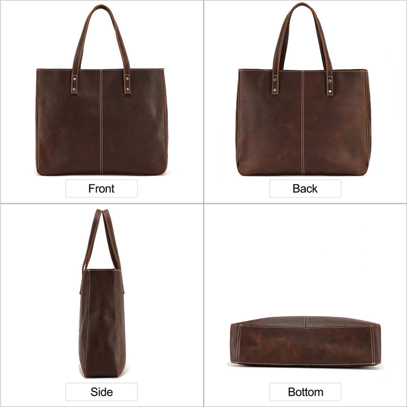 Customized Logo Leather Shoulder Bag para sa mga tote bag sa Lalaki (2)