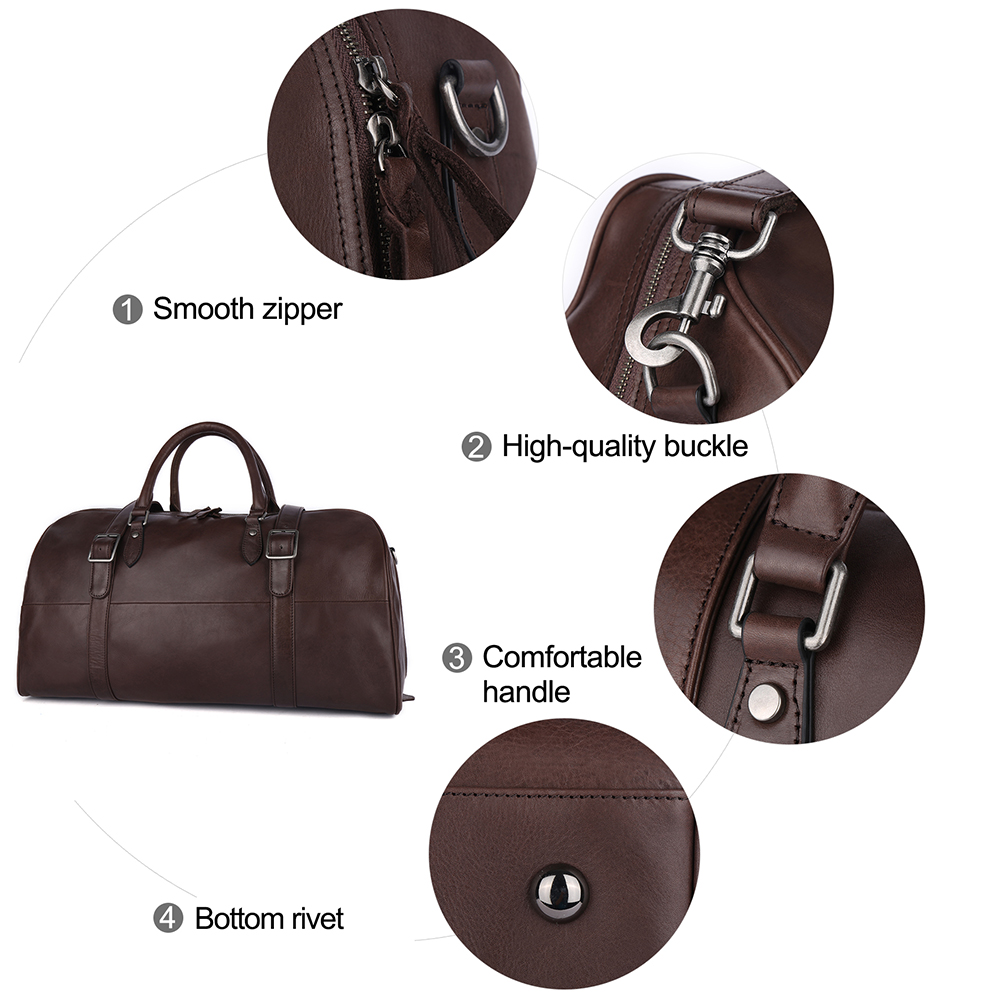 Tilpasset logo unisex vegetabilsk garvet læder rejsetaske med stor kapacitet (4)