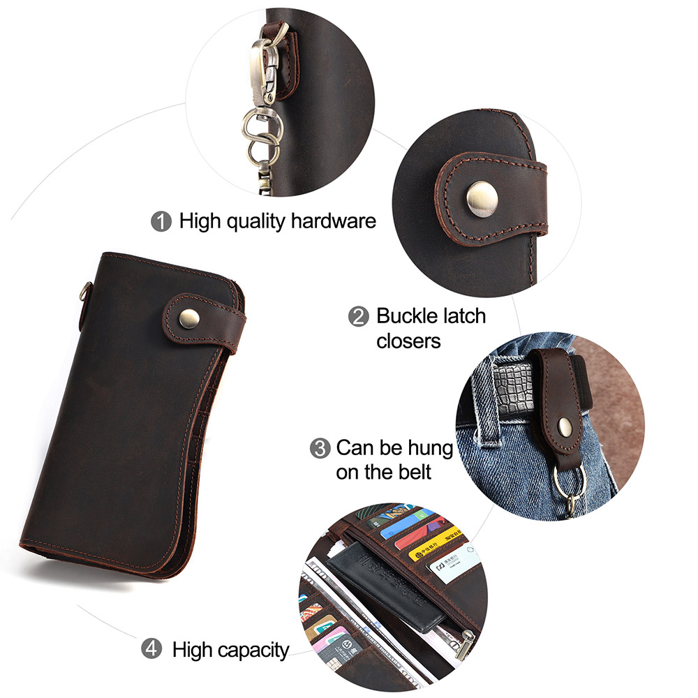 Tilpasset lang pung ægte læder multikort clutch taske (5)