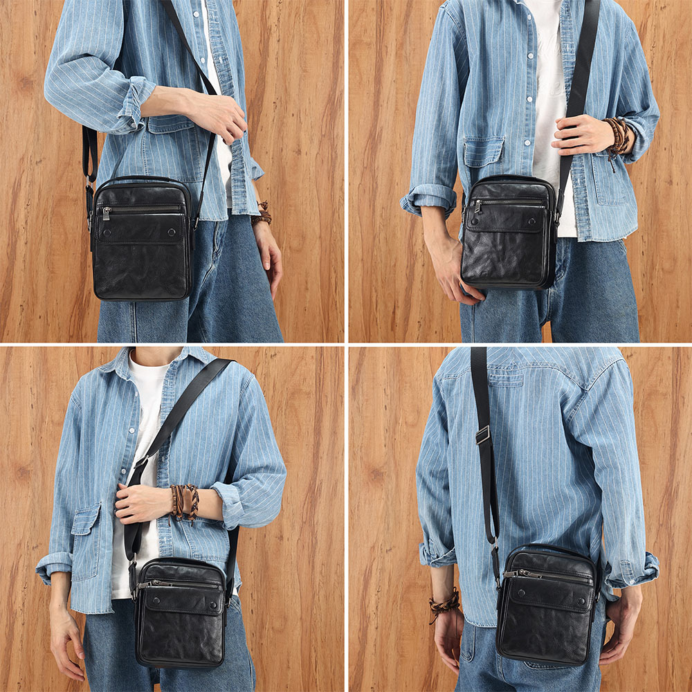 Nako-customize na Men's Leather Vintage Shoulder Crossbody Bag (1)