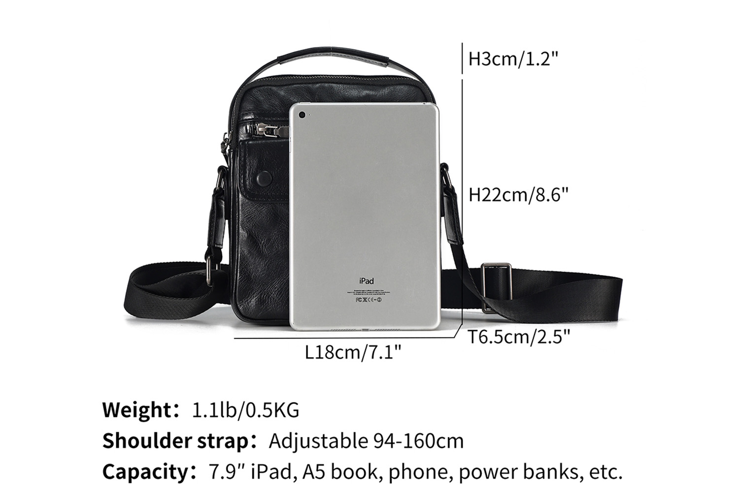 حقيبة كتف جلدية كلاسيكية للرجال قابلة للتخصيص (4)