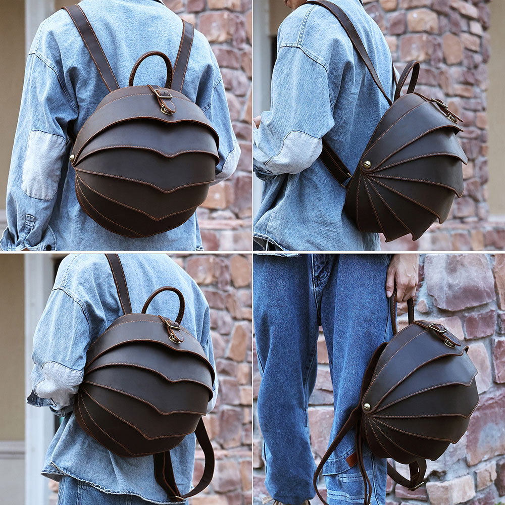 စိတ်ကြိုက် Leather Beetle Styled Men's Shoulde Bag (5)