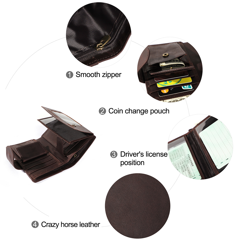 맞춤형 남성용 지갑 RFID 캐주얼 빈티지 가죽 지갑 (4)