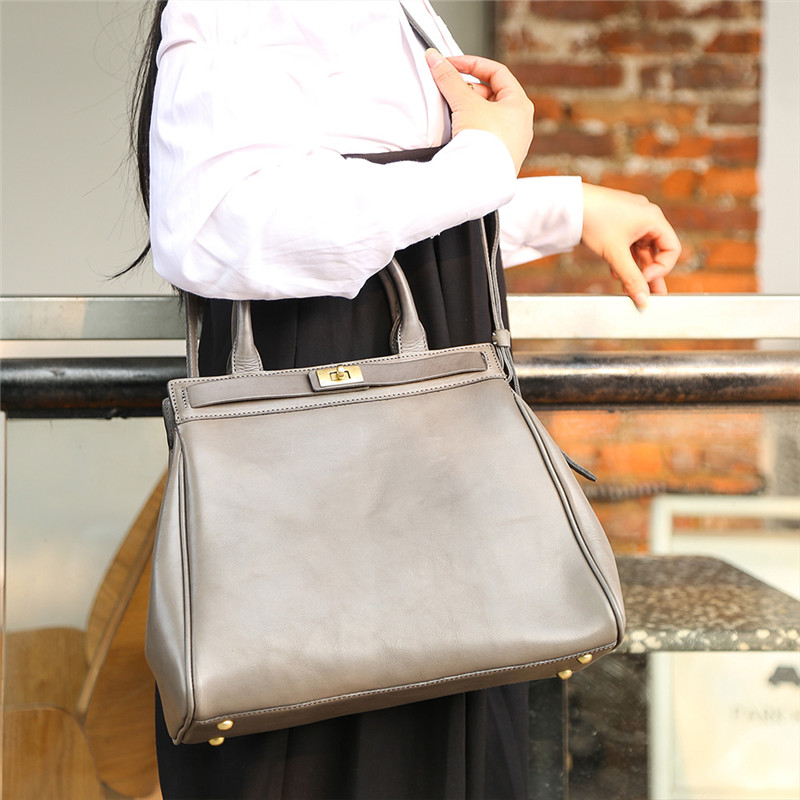 Isikhwama sesandla sasefekthri I-Genuine Leather Platinum Handbag (33)