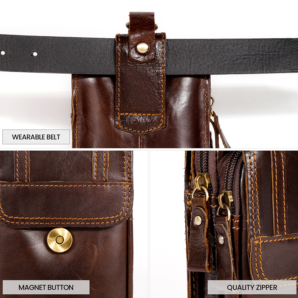 Pacote de cintura multifuncional masculino de couro personalizado de fábrica (3)