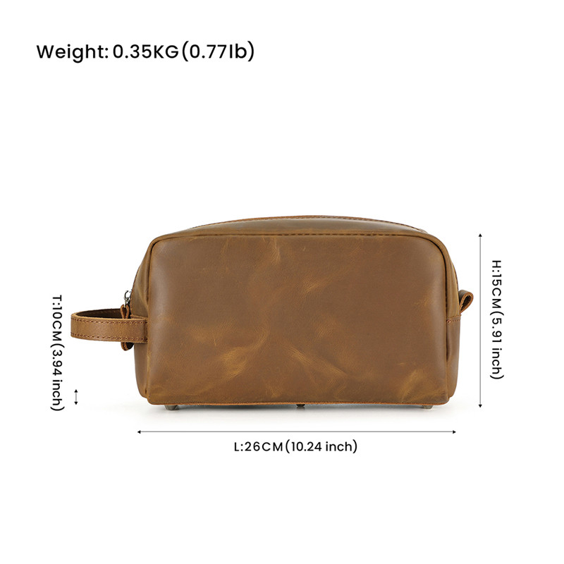 Фабрична персонализирана мъжка кожена чанта за тоалетни принадлежности с голям капацитет (1)