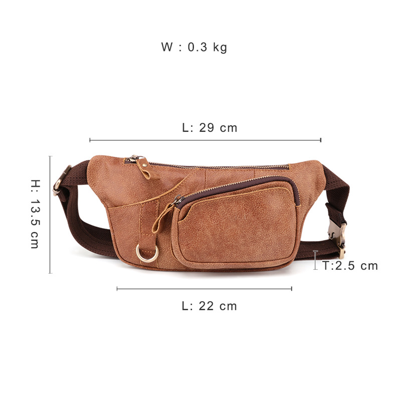 Bolso bandolera de cuero multifunción personalizado de fábrica, bolso de pecho, bolso de cintura (2)
