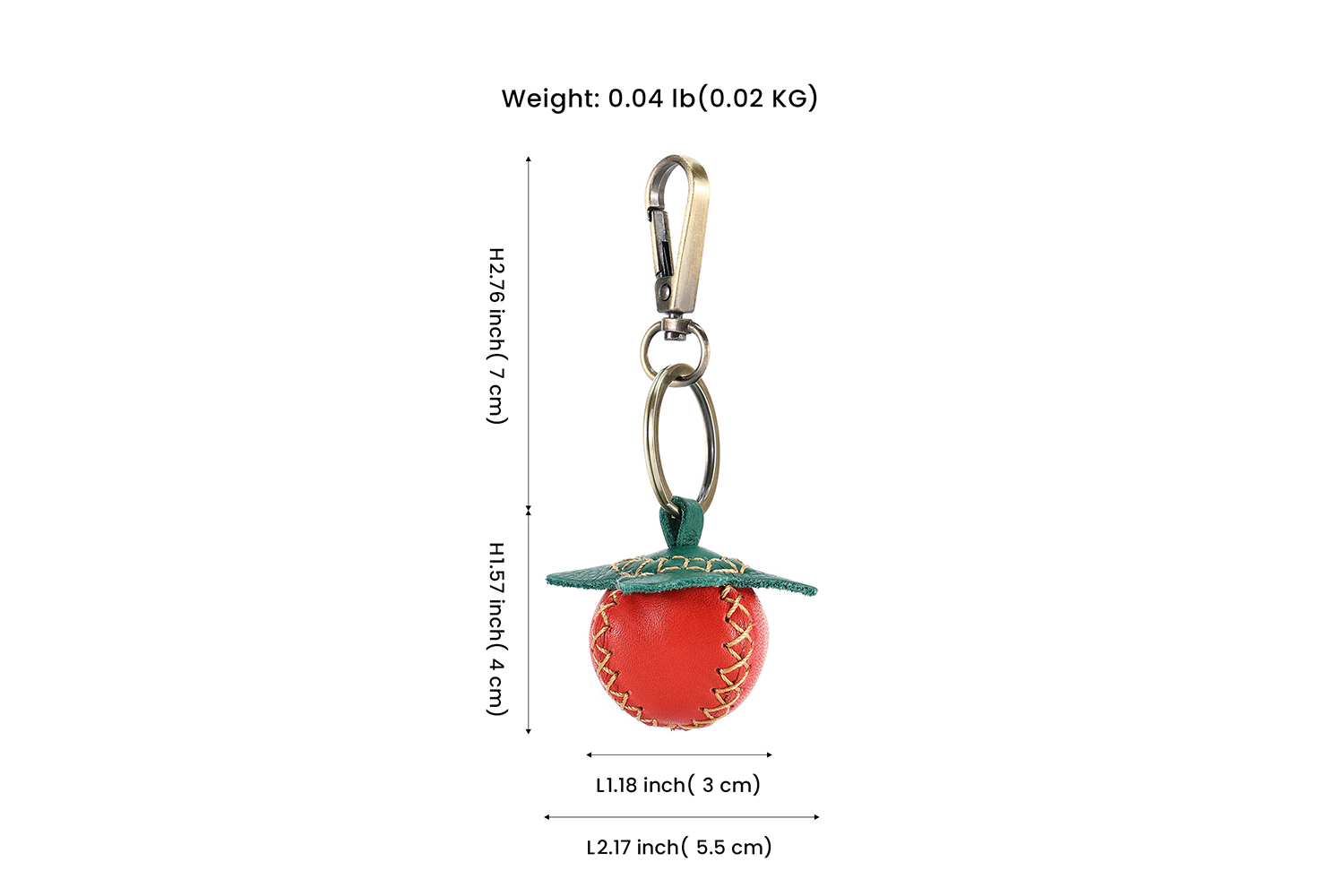 Přívěsek na klíče z pravé kůže ručně vyráběný jahodový přívěsek na klíče (1)