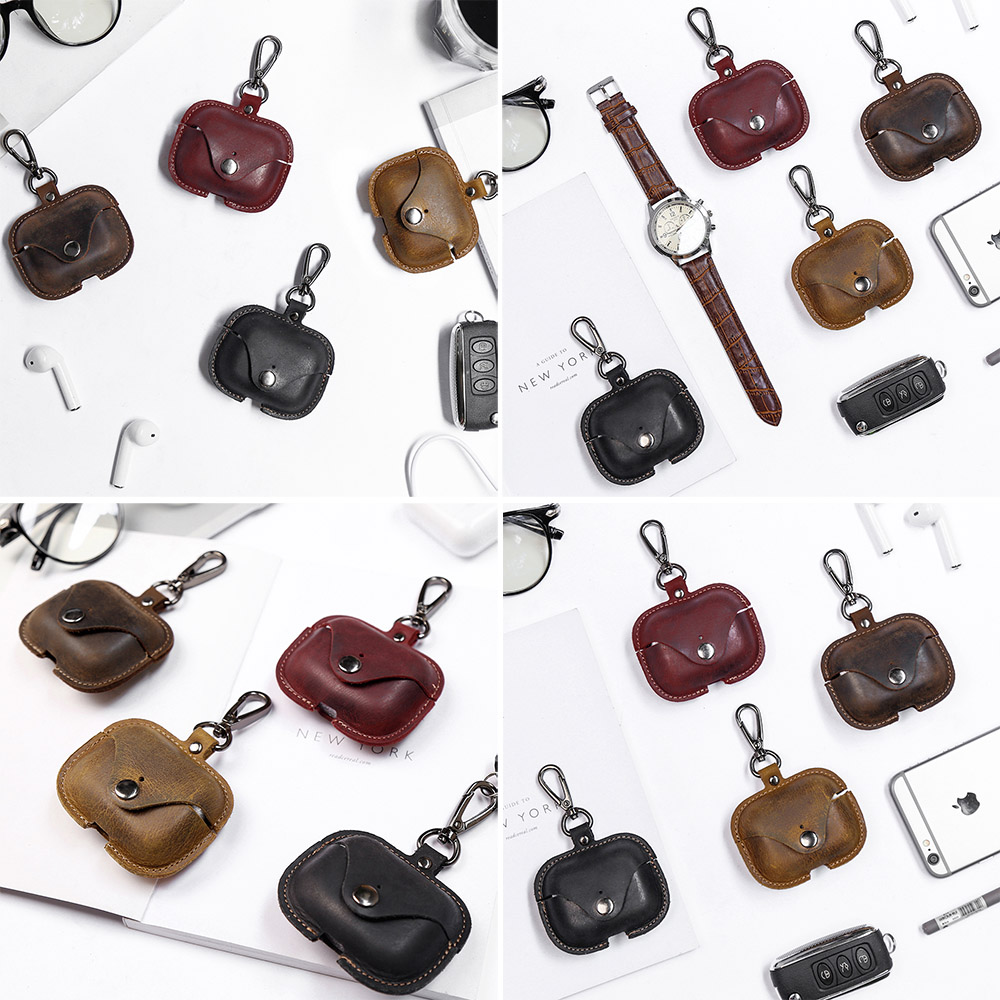 Genuine Leather para sa AirPods Pro Wireless Headphone Cases
