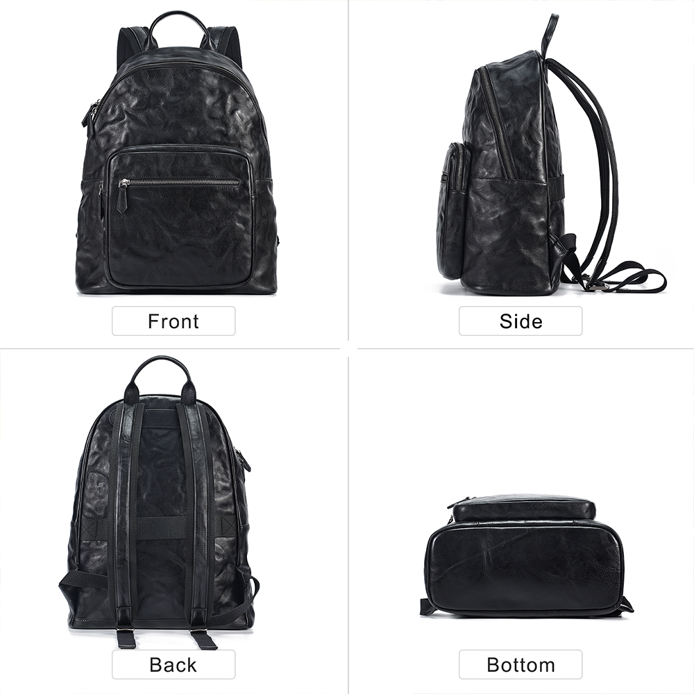 High Quality Men's Black Leather Business Backpack (4)
