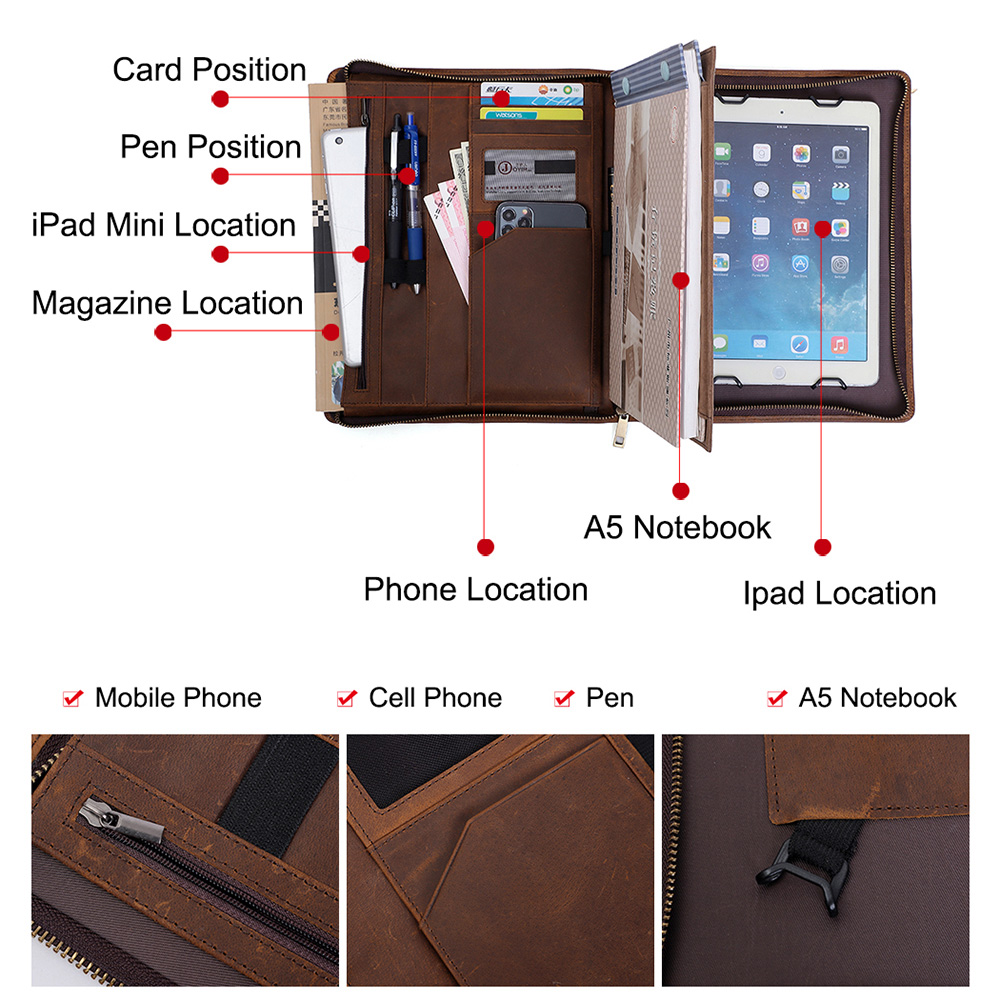 Tipptasemel kohandatud iPadi ümbris hullust hobusenahast vintage tahvelarvuti kott (2)