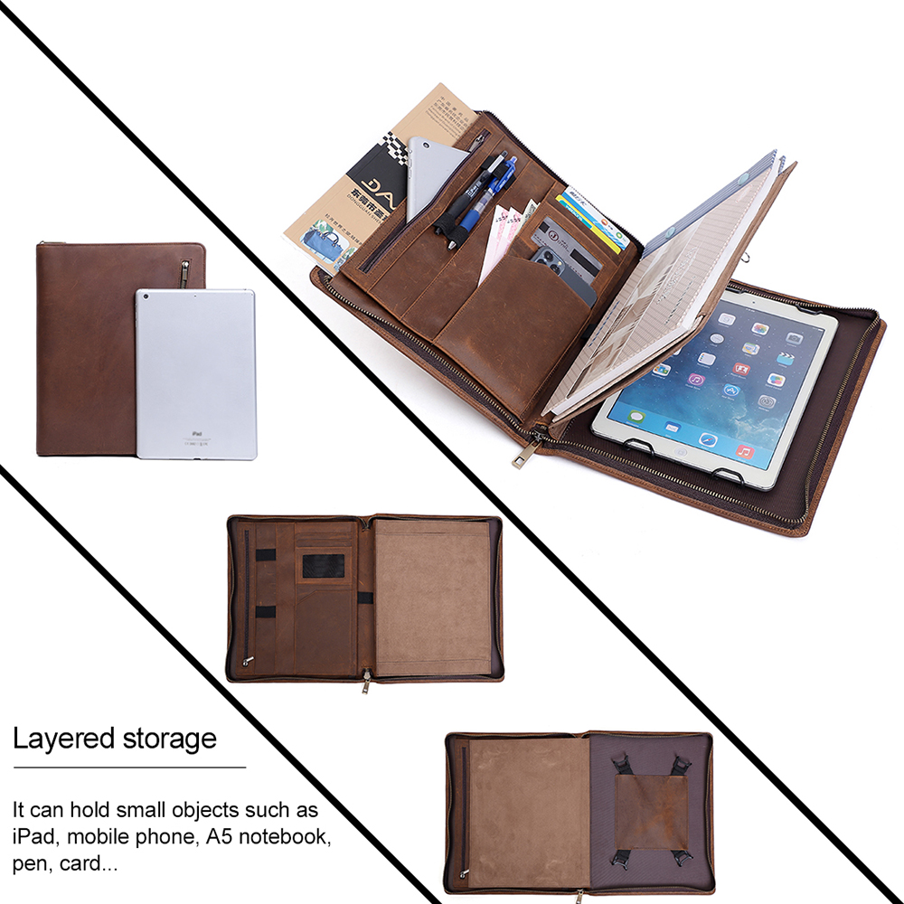 Funda para iPad personalizada de alta gama, bolso para tableta vintage de cuero Crazy Horse (6)