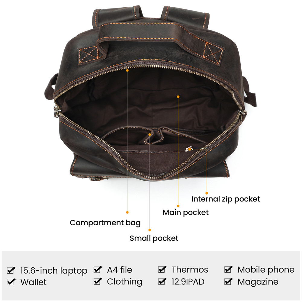 OEMODM Crazy Horse Leather Backpack Vintage Bag for Men (6)