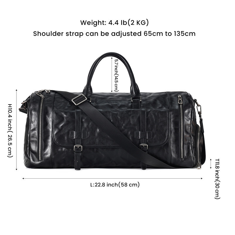 Пътна чанта с голям капацитет от растително дъбена кожа с отделение за обувки (1)