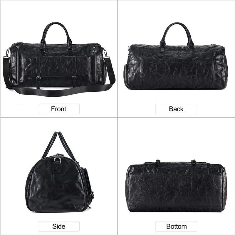 Beg sandang berkapasiti besar kulit sawo matang dengan beg perjalanan petak kasut (2)