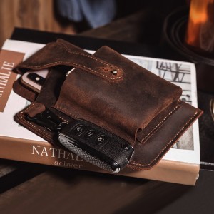 Crazy Horse Leather Mobile Phone Waist bag (28)