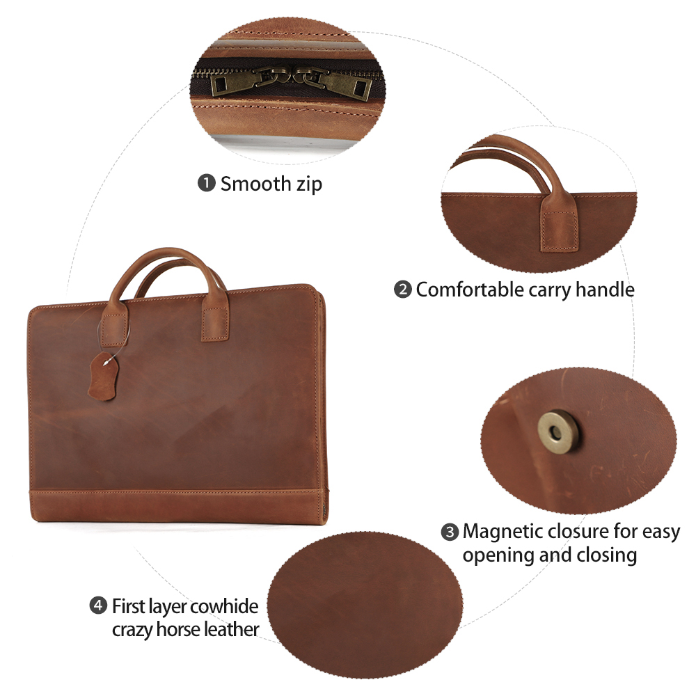 Crazy Horse leather Briefcase Laptop Bag (5)