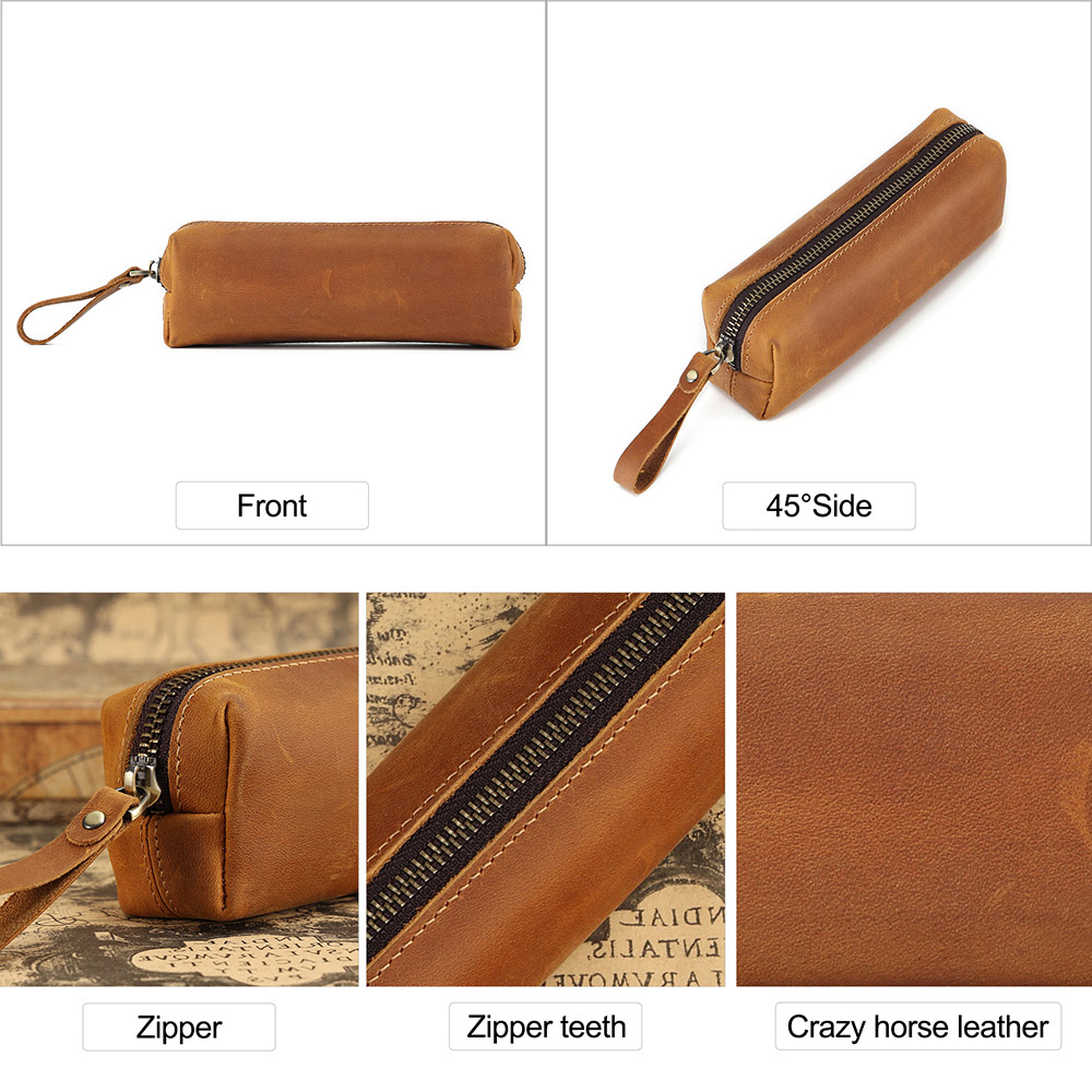 Genuine Leather Creative Retro Student Stationery Organizer Bag (2)