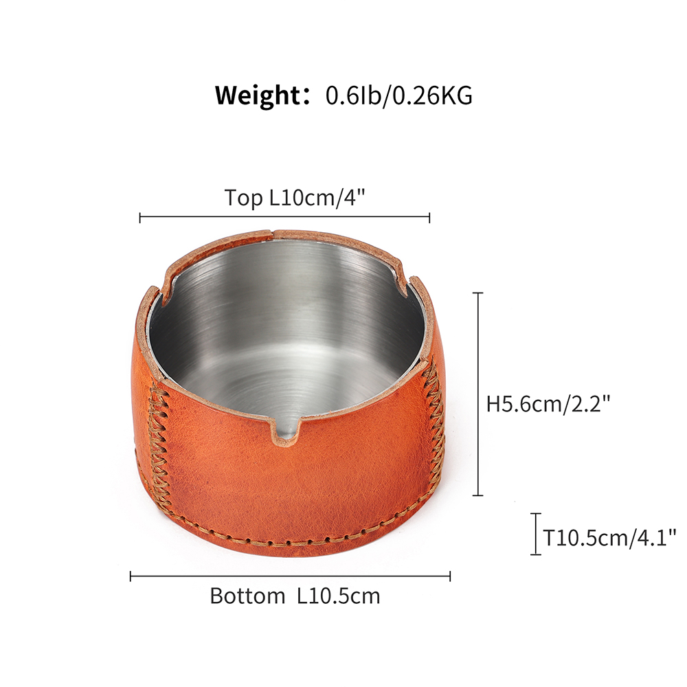 Genuine leather stainless steel ashtray (14)