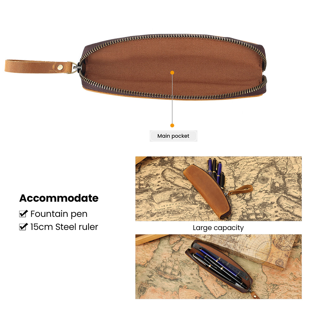 High-end customized organizer leather creative pencil case (2)