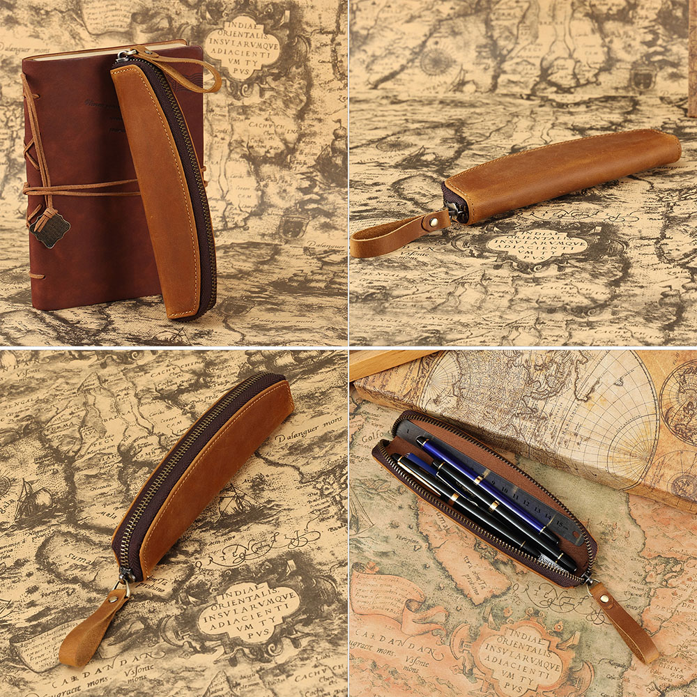 High-end customized organizer leather creative pencil case (3)